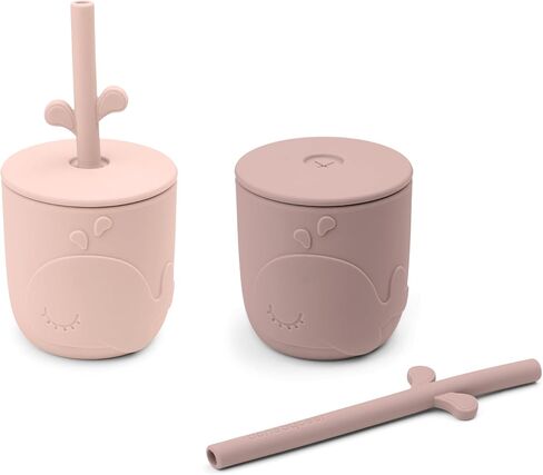 Done by Deer Peekaboo Straw Cup 2-Pack Wally Blue - Shatterproof, Easy-Grip, Food-Grade Silicone, Dishwasher Safe, Microwave and Freezer Safe, Perfect for Training Kids to Drink from Cups in Saudi Arabia