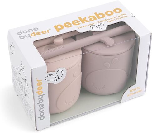 Done by Deer Peekaboo Straw Cup 2-Pack Wally Blue - Shatterproof, Easy-Grip, Food-Grade Silicone, Dishwasher Safe, Microwave and Freezer Safe, Perfect for Training Kids to Drink from Cups in Saudi Arabia