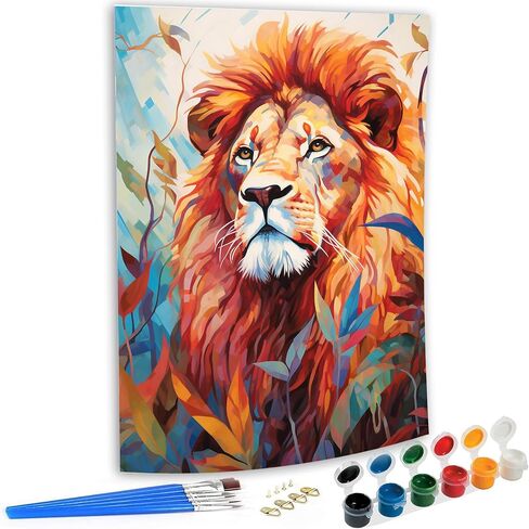 SKRYUIE Paint by Numbers Lion for Adults, Acrylic Oil Painting by Numbers Kits Animal for Beginner with Paintbrushes Brushes Paintwork Art Crafts Canvas for Home Decor 16x20 inch 11 in Saudi Arabia