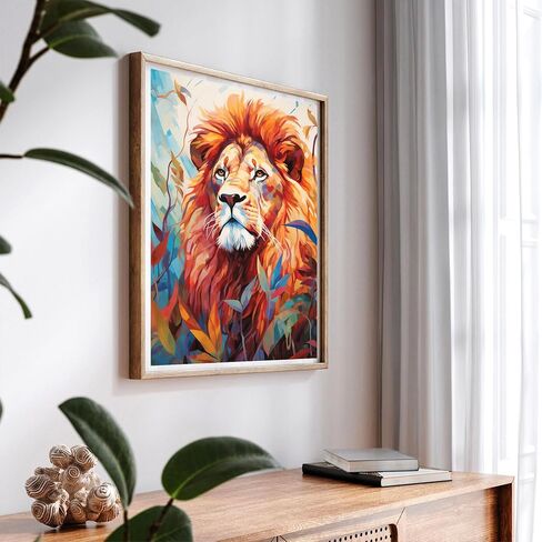 SKRYUIE Paint by Numbers Lion for Adults, Acrylic Oil Painting by Numbers Kits Animal for Beginner with Paintbrushes Brushes Paintwork Art Crafts Canvas for Home Decor 16x20 inch 11 in Saudi Arabia
