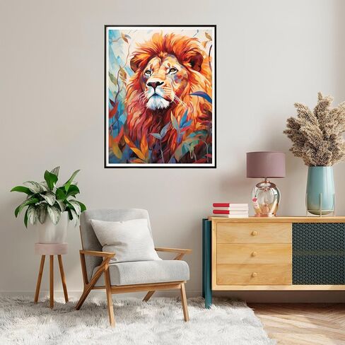 SKRYUIE Paint by Numbers Lion for Adults, Acrylic Oil Painting by Numbers Kits Animal for Beginner with Paintbrushes Brushes Paintwork Art Crafts Canvas for Home Decor 16x20 inch 11 in Saudi Arabia