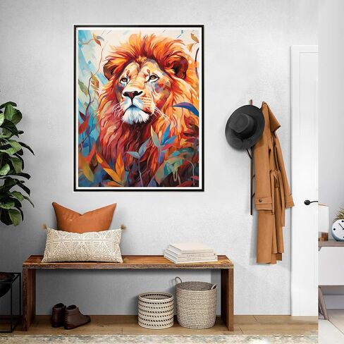 SKRYUIE Paint by Numbers Lion for Adults, Acrylic Oil Painting by Numbers Kits Animal for Beginner with Paintbrushes Brushes Paintwork Art Crafts Canvas for Home Decor 16x20 inch 11 in Saudi Arabia