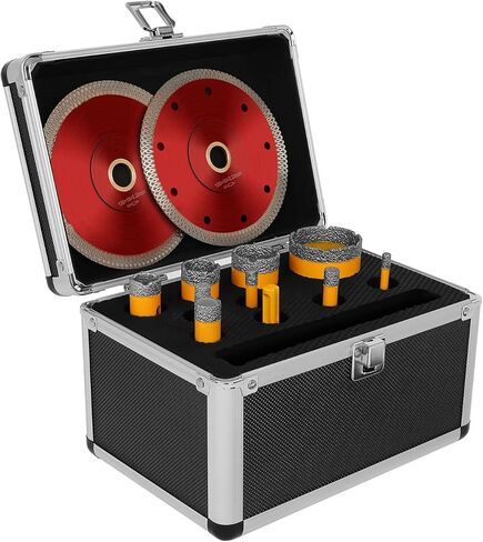 الماس بلاط لقمة ثقب مجموعة ثقب المنشار عدة 6/8/10/16/20/25/32/50 مللي متر 10 مللي متر إصبع مثقاب قياس حاكم SDS عرقوب محول الماس الأساسية لقمة ثقب عدة زاوية طاحونة الخرسانة السيراميك in Kuwait