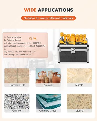 الماس بلاط لقمة ثقب مجموعة ثقب المنشار عدة 6/8/10/16/20/25/32/50 مللي متر 10 مللي متر إصبع مثقاب قياس حاكم SDS عرقوب محول الماس الأساسية لقمة ثقب عدة زاوية طاحونة الخرسانة السيراميك in Kuwait