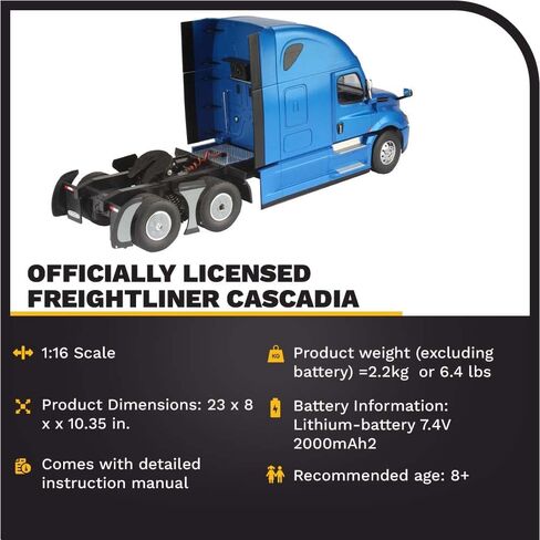 Diecast Masters RC Truch Freightliner Cascadia Truck | Fully Functional Radio Control Raised Roof Sleeper Cab | 1:16 Scale Model Remote Control Truck, RC Semi Truck | Diecast Model 27006 in Saudi Arabia