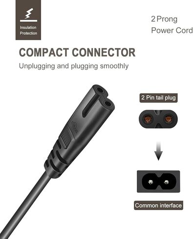 AC Power Cord for Xbox One S/X, Xbox Series X S, Sony PS5, PS4, PS4 Slim, PS3 Slim, PS3 Super Slim Playstation 5 Playstation 4 Slim Playstation 3 Slim Power Supply Cable Replacement (3FT) in Kuwait