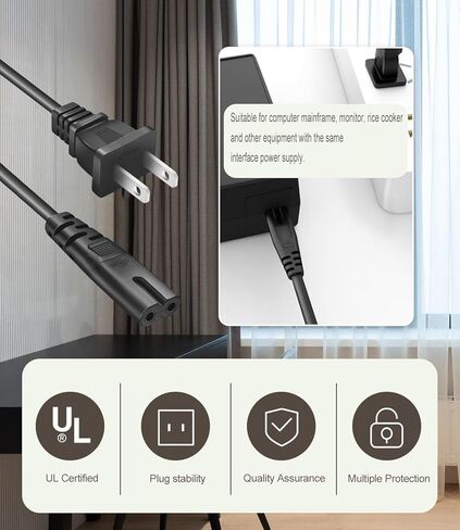 AC Power Cord for Xbox One S/X, Xbox Series X S, Sony PS5, PS4, PS4 Slim, PS3 Slim, PS3 Super Slim Playstation 5 Playstation 4 Slim Playstation 3 Slim Power Supply Cable Replacement (3FT) in Kuwait