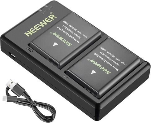 Neewer EN-EL14 EN-EL14A Battery Charger and 2-Pack Rechargeable Li-ion Batteries Compatible with Nikon D5600 D3300 D3500 D5100 D5500 D3100 D3200 D5200 D5300 Coolpix P7000 P7100 P7200 P7700 P7800 in Saudi Arabia