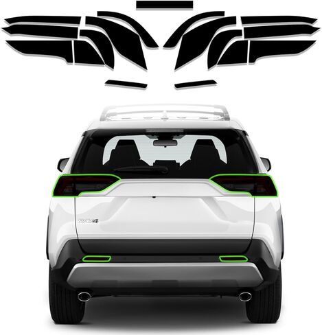 Precut Vinyl Overlay Tint Kit Film Fit for Toyota Rav4 2019-2022 Taillights Brake Reflector Light with Gloss Dark Smoke Wrap Cover Vinyl Decals Exterior Parts and Accessories (Full Taillight) in Saudi Arabia