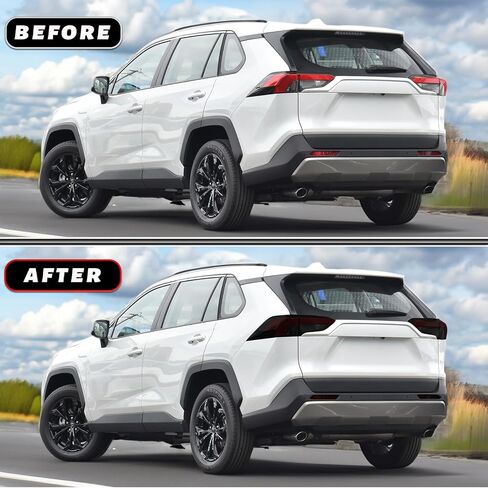 Precut Vinyl Overlay Tint Kit Film Fit for Toyota Rav4 2019-2022 Taillights Brake Reflector Light with Gloss Dark Smoke Wrap Cover Vinyl Decals Exterior Parts and Accessories (Full Taillight) in Saudi Arabia