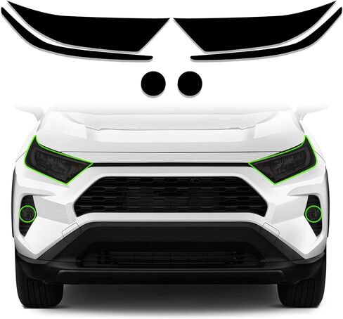 Precut Vinyl Overlay Tint Kit Film Fit for Toyota Rav4 2019-2022 Taillights Brake Reflector Light with Gloss Dark Smoke Wrap Cover Vinyl Decals Exterior Parts and Accessories (Full Taillight) in Saudi Arabia