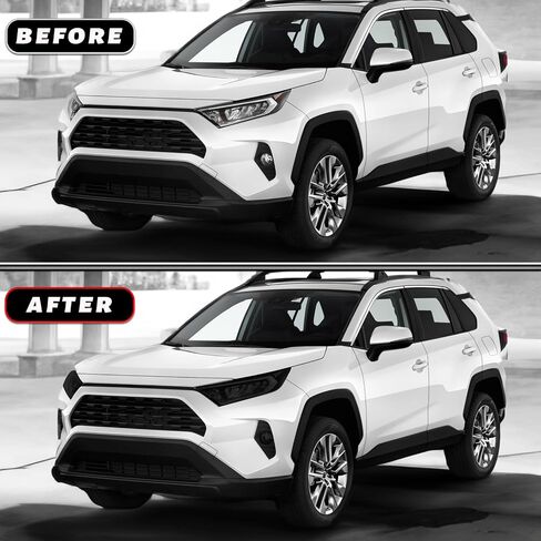 Precut Vinyl Overlay Tint Kit Film Fit for Toyota Rav4 2019-2022 Taillights Brake Reflector Light with Gloss Dark Smoke Wrap Cover Vinyl Decals Exterior Parts and Accessories (Full Taillight) in Saudi Arabia