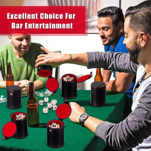Liliful Leather Dice Cup Sets with Storage and 16 mm 6 Sided Poker Dice Felt Lined Quiet Dice Shaker Cup Dice Storage Dice Stacking Cup for Game Bar Birthday Party Games(2 Pack) in Saudi Arabia