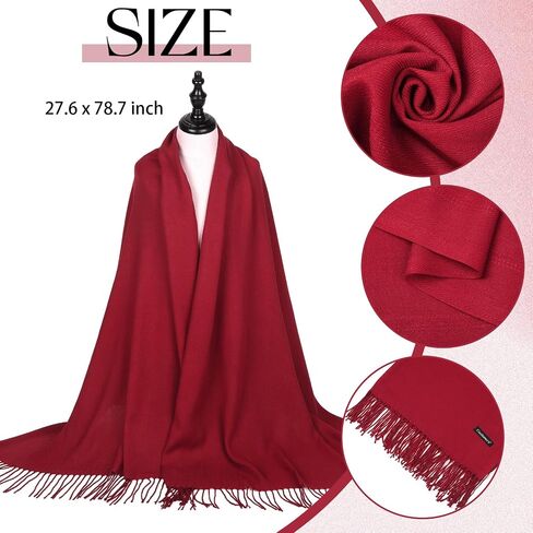 2 Pcs Women Scarf Shawls Wraps Winter Soft Warm Scarves Large Long Shawls for Wedding Evening Dresses Bridesmaid Gift, Wine Red, Black in Saudi Arabia