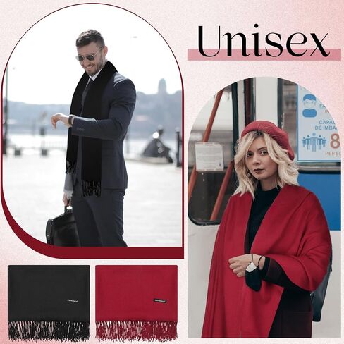 2 Pcs Women Scarf Shawls Wraps Winter Soft Warm Scarves Large Long Shawls for Wedding Evening Dresses Bridesmaid Gift, Wine Red, Black in Saudi Arabia