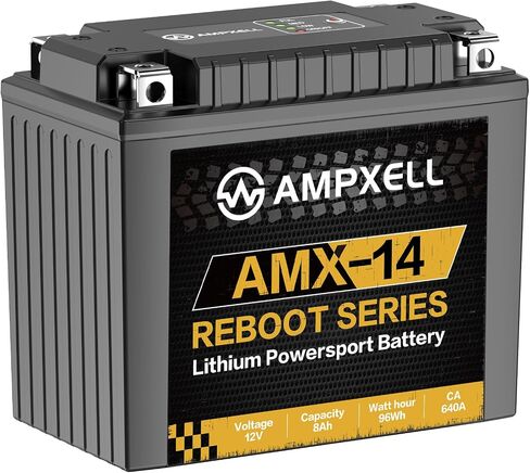 AMX-14AH Lithium Motorcycle Battery Reboot Series 12V 560A with Smart BMS, Replacement YTX14AH-BS Motorcycle, ATV, UTV, Scooter, Snowmobile, 4 Wheeler Lawn Mower and Generator Battery in Saudi Arabia