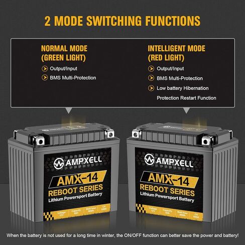 AMX-14AH Lithium Motorcycle Battery Reboot Series 12V 560A with Smart BMS, Replacement YTX14AH-BS Motorcycle, ATV, UTV, Scooter, Snowmobile, 4 Wheeler Lawn Mower and Generator Battery in Saudi Arabia