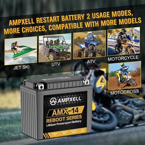 AMX-14AH Lithium Motorcycle Battery Reboot Series 12V 560A with Smart BMS, Replacement YTX14AH-BS Motorcycle, ATV, UTV, Scooter, Snowmobile, 4 Wheeler Lawn Mower and Generator Battery in Saudi Arabia