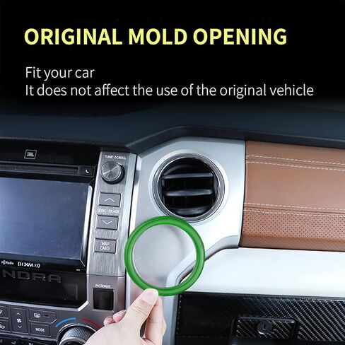 لتويوتا تندرا داش لوحة القيادة مكيف الهواء منفذ الهواء تنفيس غطاء تقليم AC تنفيس حلقات الديكور متوافق مع تويوتا تندرا 2014-2021 الملحقات الداخلية 4 قطع (أخضر) in Kuwait