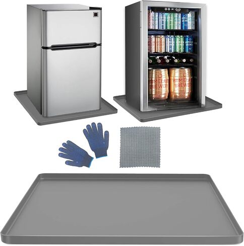 Mini Fridge Silicone Mat,23"*23"Mini Refrigerator Mats with Raised Edge Prevent Water Spills and Protect Floor Damage Such as Washing Machines, Dryer, Mini Fridge, Wine Cabinet in Saudi Arabia