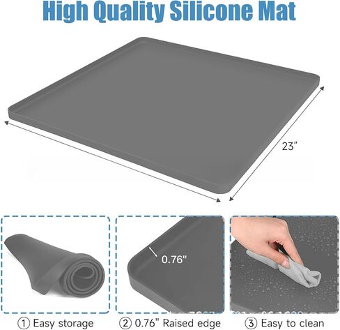 Mini Fridge Silicone Mat,23"*23"Mini Refrigerator Mats with Raised Edge Prevent Water Spills and Protect Floor Damage Such as Washing Machines, Dryer, Mini Fridge, Wine Cabinet in Saudi Arabia