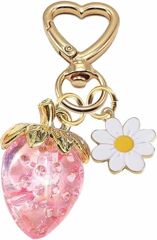 Strawberry Heart Flower Keychain, Keychain Accessories, Keycharm, Cute Strawberry Charms for Women Girls in Saudi Arabia