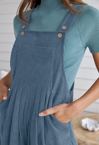 ZESICA Women's Casual Overalls Jumpsuits Loose Corduroy Bib Adjustable Straps Wide Leg Long Pant Romper with Pockets in Saudi Arabia