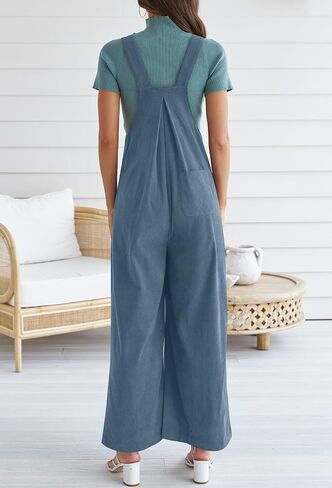 ZESICA Women's Casual Overalls Jumpsuits Loose Corduroy Bib Adjustable Straps Wide Leg Long Pant Romper with Pockets in Saudi Arabia