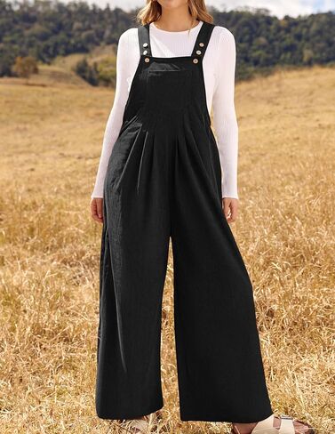ZESICA Women's Casual Overalls Jumpsuits Loose Corduroy Bib Adjustable Straps Wide Leg Long Pant Romper with Pockets in Saudi Arabia