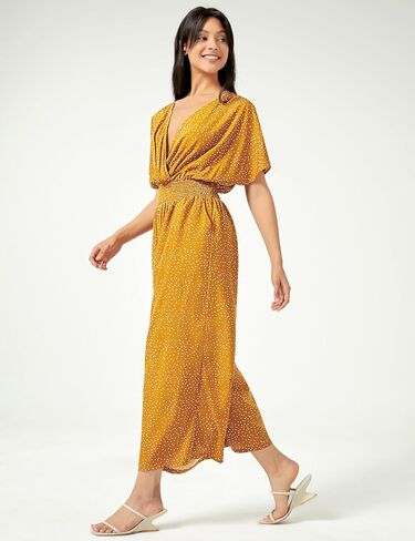 Women's Summer Casual Jumpsuit Chiffon Floral Short Sleeve Romper V Neck Wide Leg Pants with Pockets 2024 in Saudi Arabia