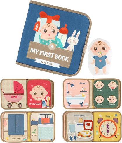 Baby Books, Soft Cloth Books for Baby Boys Girls, Activity Quiet Cloth Books Developmental Toys, Interactive Baby Books for Toddlers Infants Kids Gifts, Sensory Busy Books with Clock Expression ect. in Saudi Arabia