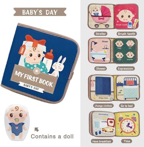 Baby Books, Soft Cloth Books for Baby Boys Girls, Activity Quiet Cloth Books Developmental Toys, Interactive Baby Books for Toddlers Infants Kids Gifts, Sensory Busy Books with Clock Expression ect. in Saudi Arabia