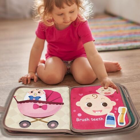 Baby Books, Soft Cloth Books for Baby Boys Girls, Activity Quiet Cloth Books Developmental Toys, Interactive Baby Books for Toddlers Infants Kids Gifts, Sensory Busy Books with Clock Expression ect. in Saudi Arabia