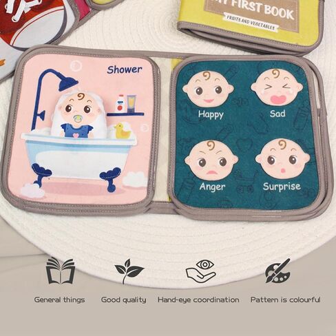Baby Books, Soft Cloth Books for Baby Boys Girls, Activity Quiet Cloth Books Developmental Toys, Interactive Baby Books for Toddlers Infants Kids Gifts, Sensory Busy Books with Clock Expression ect. in Saudi Arabia