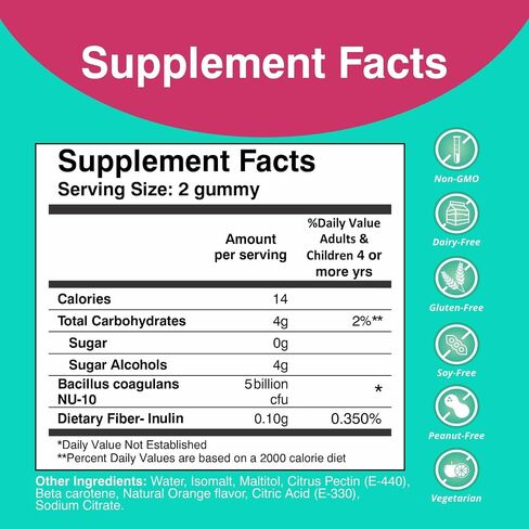 Probiotics NU10 Kids Gummy Supplement,Clinically Proven to Regulate Gut-Brain axis, Alleviate ASD Symptoms,Healthy Digestive System & intestinal Tract. in Saudi Arabia