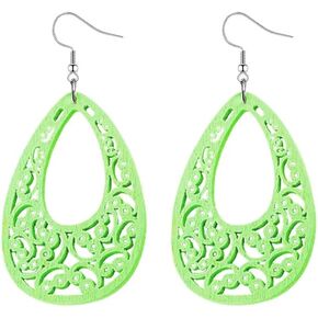 Handmade Lightweight Natural Hollow Wooden Earring for Women Girls Bohemian Wooden Geometric Dangle Earrings Lightweight Statement Jewelry Boho Vintage Ethnic Earring