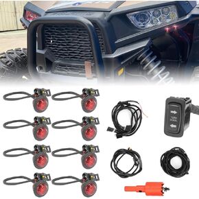 SUNPIE UTV Street Legal Kit Blinker Lights Universal SXS Blinker Red LED&Rocker Switch & Extension Wire&Drill Compatible with RZR/Ranger/Maverick X3/Commander/Defender/Talon/Pioneer/Teryx/Mule