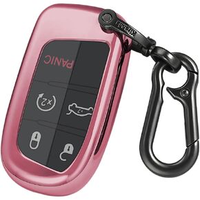 for Jeep Key fob Cover case,with Keychain fit Grand Cherokee Renegade Chrysler 200 300 Dodge Durango Challenger Journey Dart Fiat Smart Remote,Soft TPU Key case,3-4-5 Buttons(Red) in Kuwait