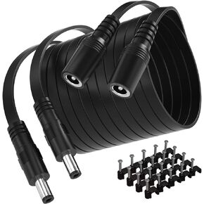 SIOCEN【2-Pack】 20ft Dc 12v Power Extension Cable,5.5mm x 2.1mm 12v Extension Cord Security Camera Cable Flat Male to Female for CCTV IP Indoor Camera Dvr Standalone LED Strip,Supply Adapter