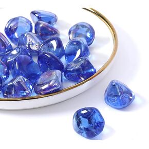 حشوات مزهرية من خرز الأحجار الكريمة الزجاجية من HUIANER، 1 رطل من حجر النار الأزرق الزجاجي لخزان الأسماك لتزيين حجر الزجاج والرخام الزجاجي (أزرق سماوي) in Kuwait