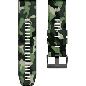 22mm 26mm Men Women Green Camo Sports Watch Band，For Garmin Series Watch Quick Fit Replace Rubber Watch Strap