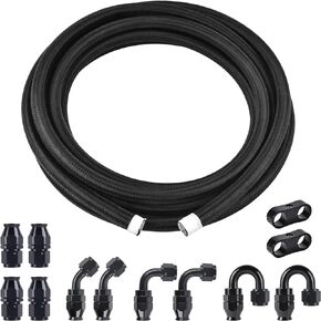 EVIL ENERGY 4AN PTFE Fuel Line Kit,E85 Nylon Braided Fuel Hose 20FT