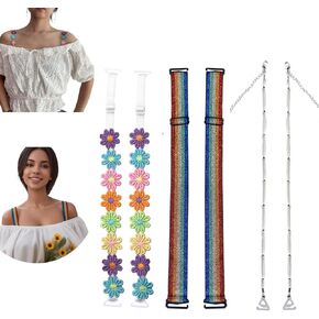 Fashion Accessory Colorful Summer Gifts for Women Mom Grandma, 3 Pairs Decorative Bra Straps Replacement,Bra Accessories Lingerie Straps for Strapless Dress/Bra