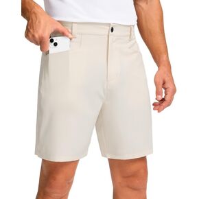 Pudolla Men's Golf Shorts 7" Lightweight Stretch Casual Flat Front Work Dress Shorts for Men with Pockets
