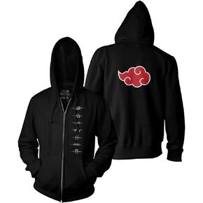 Ripple Junction Naruto Shippuden Anti Village Symbols Front and Back Print Full Zip Adult Anime Fleece Hoodie