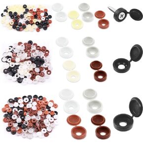 Swpeet 300Pcs 5 Colors 5/32" 1/5" 1/4" Plastic Screws Hinged Screw Cover Caps Caps Fold Screw Snap Covers Washer Flip Tops Assortment Kit, Hole Tube Panel Plugs Fastener Cover Plugs