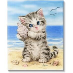 Stupell Industries Kitten with Conch Shell Canvas Wall Art by Kayomi Harai
