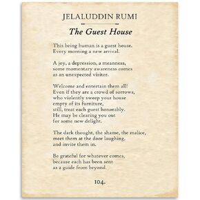 Rumi - The Guest House - 11x14 Unframed Typography Book Page Print - Great Gift for Poetry Fans and Inspirational Decor for Home and Office Under $15