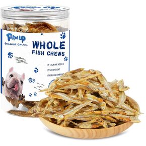 Whole Fish Treats for Dogs Cats, Air Dried -100% Wild-Caught Fish Treat, Only Two Ingredient, High in Protein and Omega-3, 8oz