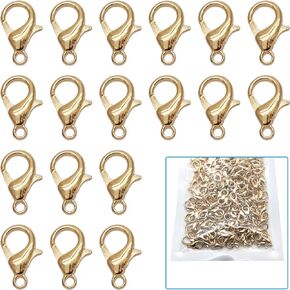 200Pcs Stainless Steel Lobster Claw Clasps kc Gold Fastener Hook Bracelet Necklace Clasps Findings for DIY Jewelry Making 12x6mm(KC Gold)